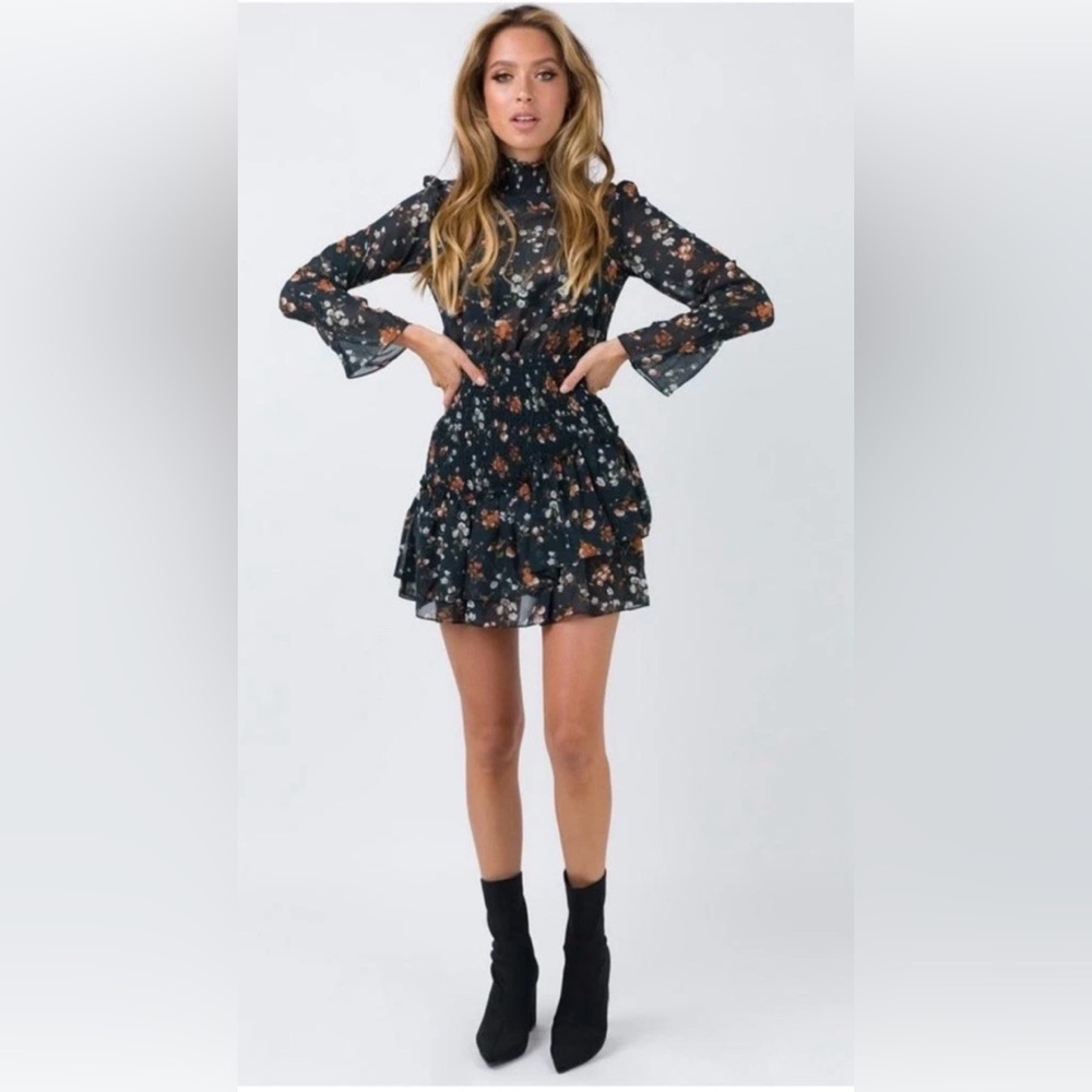 PRINCESS POLLY Merol Mini Dress Dark Teal Floral/ Size 4 Small! ✨